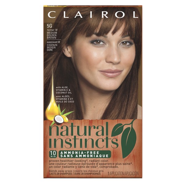 Clairol Natural Instincts, 5G / 18 Pecan Medium Golden Brown, Semi-Permanent Hair Color, 1 Kit