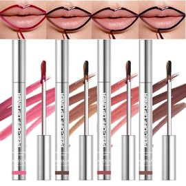 BANGFENG Juego de 4 Delineadores de Labios Despegables con Tintura - De Larga Duración, A Prueba de Manchas, Tinte de Labios Mate Nude Resistente al A