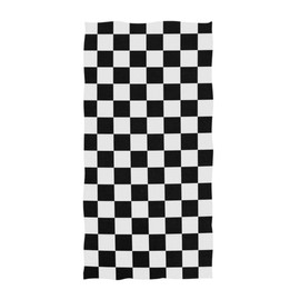 Naanle Simple Style Black and White Racing and Checkered Pattern Soft Absorbent Large Hand Towels Multipurpose for Bathroom, Hotel, Gym and Spa (16" x 30")