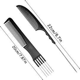 2Pcs Back Combing Combs Afro Combs Professional Styling Comb Tail Comb for Women Girls
