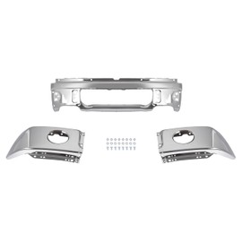 HECASA Front Bumper Face Bar Compatible with 2009-2014 Ford F150 Replacement for FO1002411 9L3Z17757B Chrome w/Fog Light Holes Steel 3Pcs