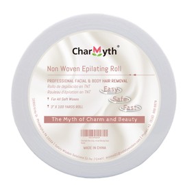 Charmyth Tiras de cera, rollo de depilación no tejido desechable para cuerpo y cara, tiras de depilación de 100 yardas