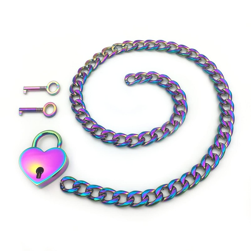 Succuba Padlock Necklace Chain Collar Choker with Two Keys and