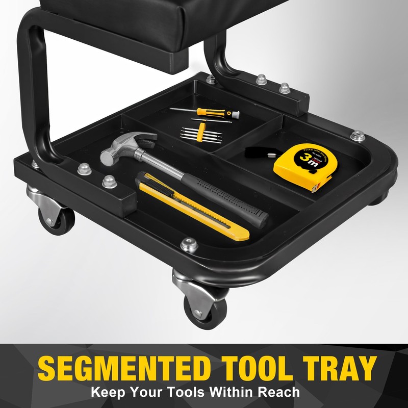 YELLOW JACKET Creeper Garage/Shop Seat, 250 LBS Capacity Rolling Padded