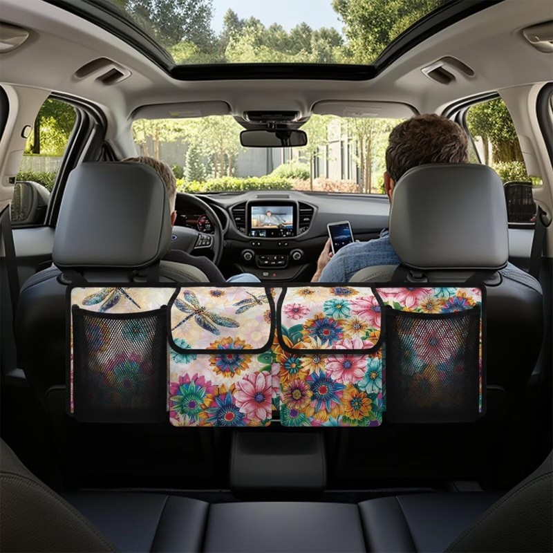 TOADDMOS Dragonfly Car Trunk Organizer for Women Lady Boho Floral