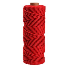 100m Red Christmas Twine Cotton String Natural Jute Rope Baker Twine Wrapping Sting Thread for Gift Wrapping DIY Crafts Gardening Home Kitchen (Red)