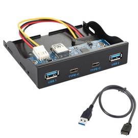 chenyang - Adaptador de expansión multiplicador de puertos USB C y 2 USB 3.0 a USB 3.1 tipo E de panel frontal USB HUB para bahía de disquete de 3.5 pulgadas