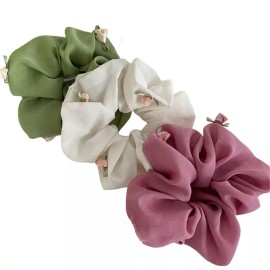 Unbranded Roses/flowers Hair Scrunchies Set