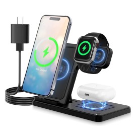 For Apple Charging Station for Multiple Device 3-in-1 Fast Wireless Charger w/ adapter
