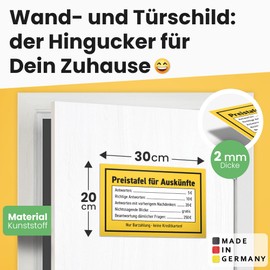 DankeDir! Price Board Information - Plastic Sign 30 x 20 cm - Saying Sign Door Sign Wall Decoration Saying Funny Birthday Gift - Party Decoration Party Gift Idea Colleagues Friends Gift
