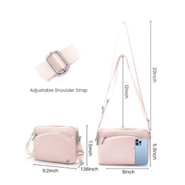MEXS Crossbody Bag for Women, Stylish Anti-Theft Crossbody Sling Bag with Adjustable Strap, Waterproof Mul-pocket Cell Phone Purse Wallet Shoulder Handbag, Nylon Bag for Work/Fitness/Travel (Pink)