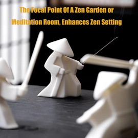 EAEMDY Samurai Figure Figurine Japanese Warrior Statue Decor for Table Room, Incense Holder for Stick Burner Incense Stick Holder, Kongfu Tea Pet Decoration (3. White A+B+C)
