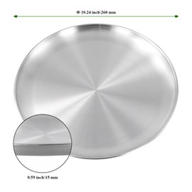 MAHIONG 8PCS Stainless Steel Dinner Plates, 10 Inches Round Dessert Salad Stainless Plates,304 Metal Plates for Eating, Camping, Serving, Holiday