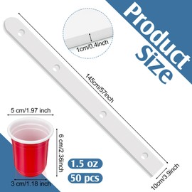 Ziliny 4 Person shot ski Board 57'' x 3.9'' Vintage Wooden Board with 50 Plastic Shot Glasses and 1 Marker Pen Rustic Retro Ski for Gathering Birthday Party Wedding(White)