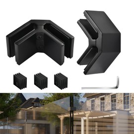 Railing Glass Clamps 4 Pack, Glass Balustrade Clamp for 5/16"- 3/8"-1/2" Thinkness, 304 Stainless Steel Double Sided Railing Clip Holder for Pool Outdoor Fence Balcony Stair(Black, 90 Degree-2pcs)