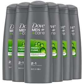 Dove Men+Care Fortifying 2 in 1 Shampoo and Conditioner, Fresh and Clean for Normal to Oily Hair with Caffeine and Menthol to Help Strengthen & Nourish Hair, 12 fl oz, Pack of 6