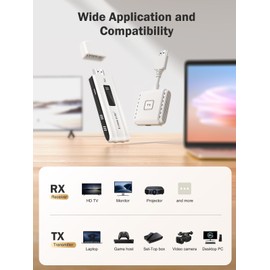 Lemorele Wireless HDMI Transmitter and Receiver Kit 164FT Range - Portable Wireless HDMI Extender 2.4/5G 1080P@60Hz - for Streaming Video&Audio from Laptop,Camera to HDTV,Projector,LED Displays
