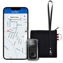 Family1st - Compact GPS Tracker for Elderly, Adults, Special Needs | Portable | Real-Time Updates | Long-Lasting Battery | Pouch and Lanyard Included. Subscription Required