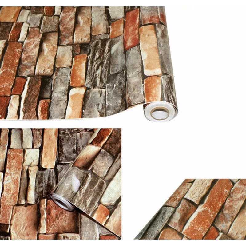 Homheal Papel Tapiz Autoadhesivo Para Paredes De Piedra 3d 45cm*6m