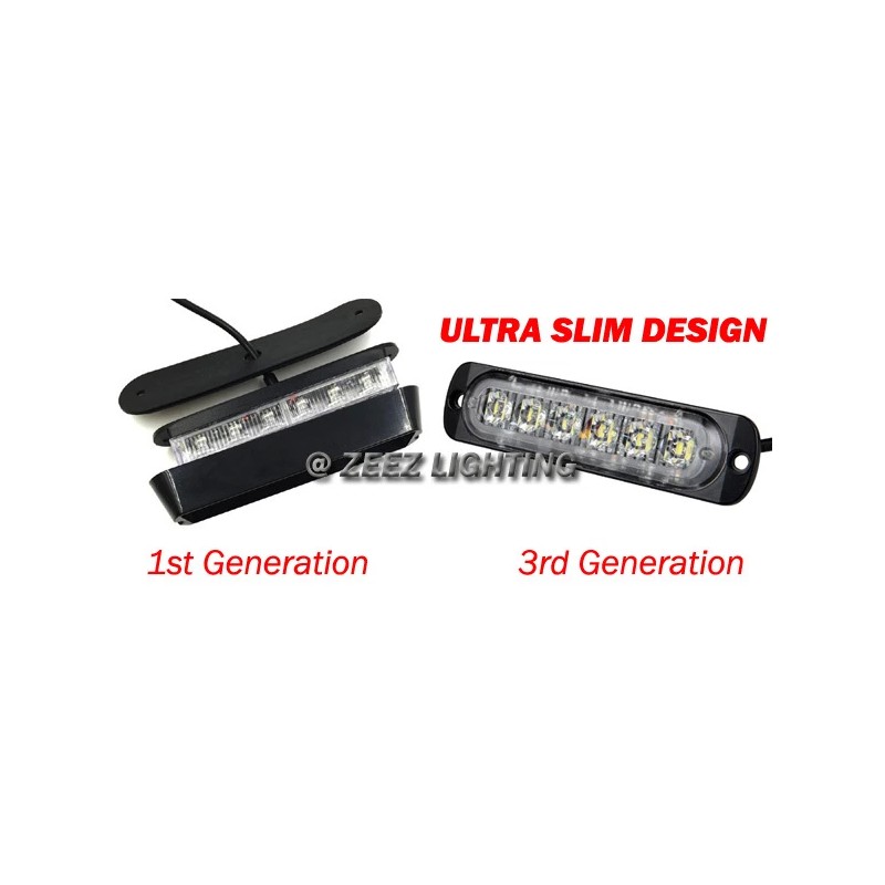 ZEEZ 2X White&Amber 6 LED Emergency Hazard Warning Caution Beacon