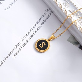 BIFACE Initial Necklaces for Women Gold Jewelry for Women 14K Gold Plated Letter Choker Necklaces Gold Jewelry Valentine's Day Gifts for Women Girl Shell, Stainless Steel, Cubic Zirconia