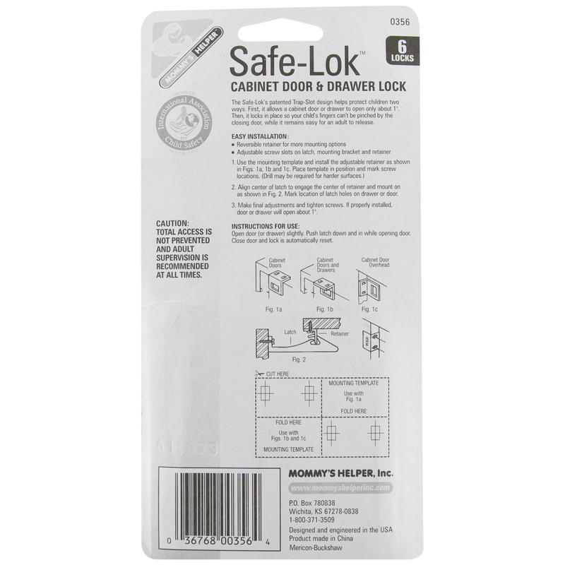 Mommy's Helper Safe-Lok Cabinet Door and Drawer Lock