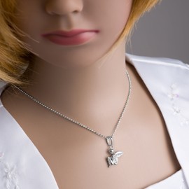 fish Kinderkette Mädchen Jungen Hals-Silberkette Sterling-Silber 925 Engel-Anhänger längen-verstellbar Geschenkverpackung Geschenkidee Mädchen Junge