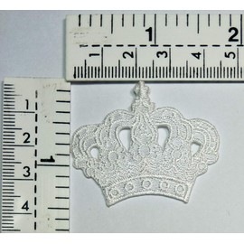 Set 3 Pcs Mini Small King Queen Princess Crown White Cartoon Embroidered Iron On Patch Craft Repair Embroidery Patch Applique DIY Clothing T-Shirt Polo Backpacks Cap Costume