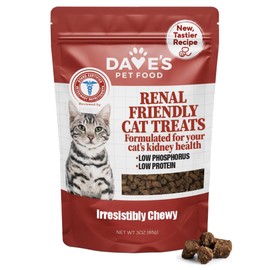 Dave's Pet Food Renal Cat Treats for Cat Kidney Support, (New Recipe!) Semi-Moist Healthy Treats with Kidney Support for Cats, Made in USA (1 Pack)