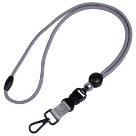 Masper Pack of 2 Grey Breakaway Lanyard with Round Adjustment Slider, Removable Buckle and Metal Snap Swivel Hook, Heavy Duty Lanyard for ID Card Holders and Keys, Grey