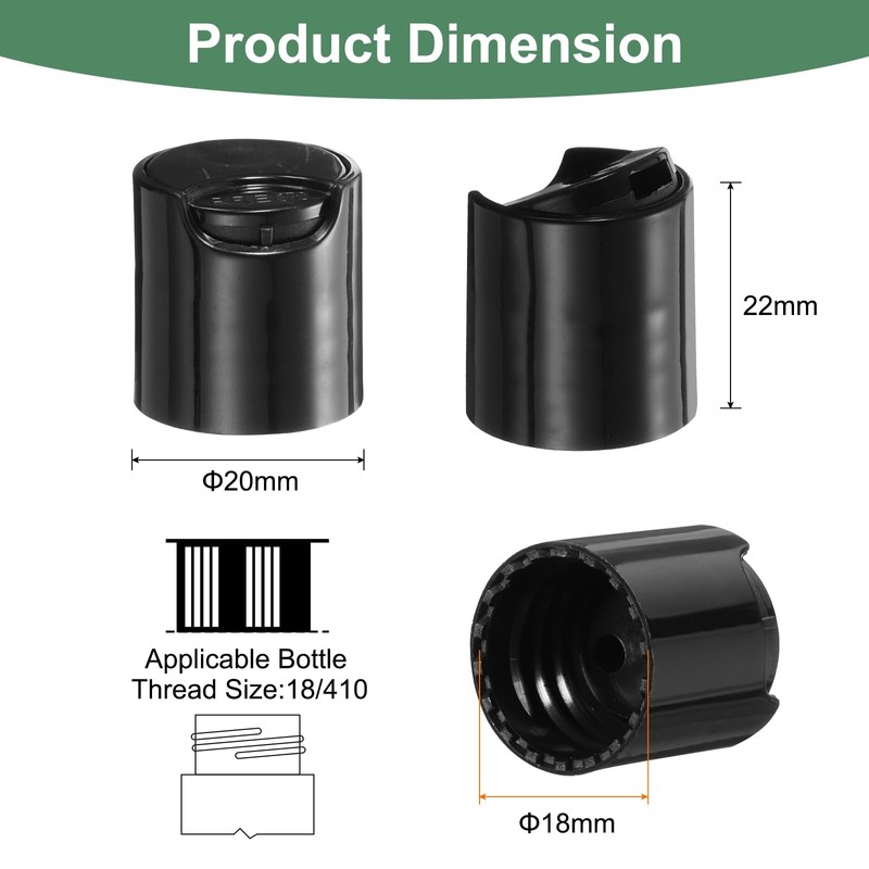 sourcing map 30pcs PP Plastic Disc Top Caps, 18/410 Replacement