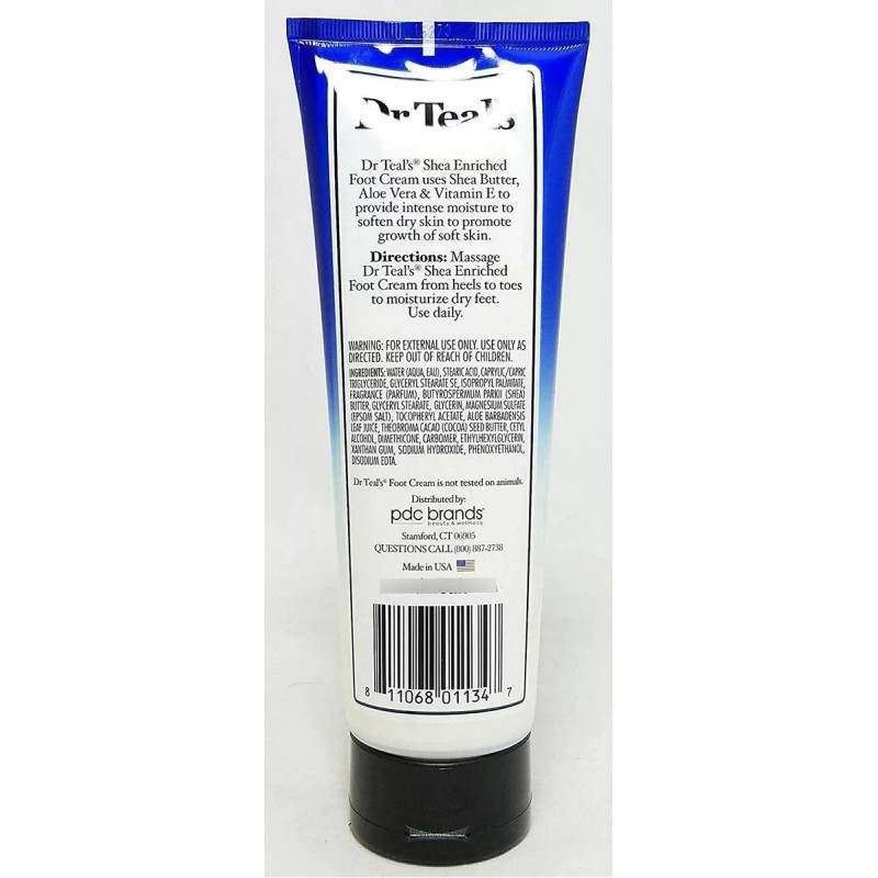 Dr. Teals Pure Epsom Sal Crema De Pies, Hidratar Suavizar,