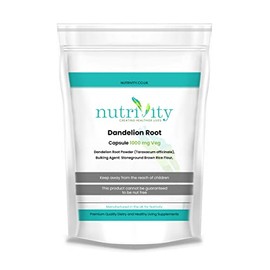 Dandelion Root 1000mg Capsules | Vitamin Rich | 1 Months Supply | Vegan | Halal | Gluten & Dairy Free | High Strength Herbal Supplement | UK Made GMP | Nutrivity
