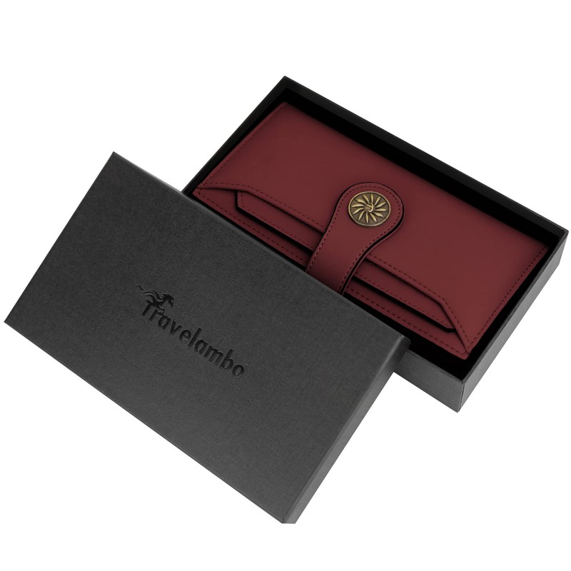 Travelambo Wallets Women RFID Large Capacity Luxury Waxed Leather Clutch