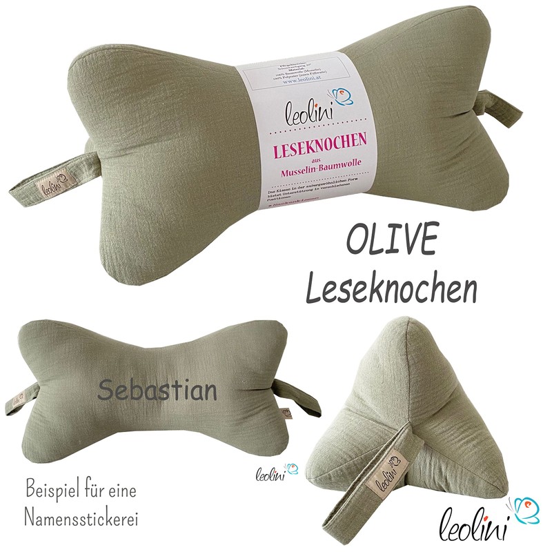Reading Bone Ergonomic Neck Pillow Made of Muslin Various Colours