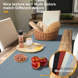 Rinpon Wipeable Table Runner, Thick Farmhouse Dresser Runner, Rustic Indoor/Outdoor 48'', Blue Grey