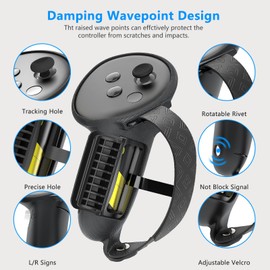 MTomatoVR Silicone Cover Set Compatible with Meta Quest 3s Accessories, Included Upgrade Battery Opening Controller Grips, TPU Hard Shell Cover, Silicone Face Cover and Lens Cover for Quest 3s, Black