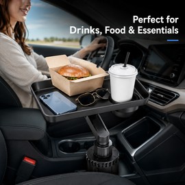 360° Rotating Car Cup Holder Tray for Storage – Universal Expander Table for Drinks, Food & Daily Essentials
