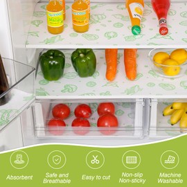 Cooyes Refrigerator Liners 17.7" x 24", Absorbent Non-Slip Washable Fridge Liners, Fridge Shelf Liner for Kitchen Cabinets, Non-Adhesive Refrigerator bin Liners for Shelves