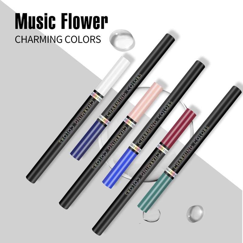 Music Flower Liquid Eyeliner, Waterproof and Smudge-proof Liquid Eyeliner Pen,