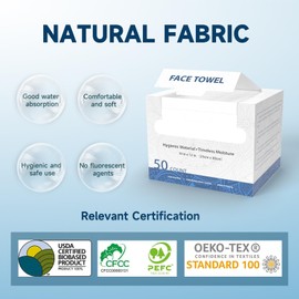 Face Towels, 10” x 12”, Thick Soft and Absorbent, Face Towelettes Disposable Biodegradable for Sensitive Skin, Makeup Remover, Travel, Cleansing, 150 Count（ 3 Pack ）