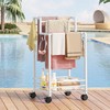Gewudraw Free Standing Towel Rack,4-Tier Outdoor Towel Rack for Pool,White