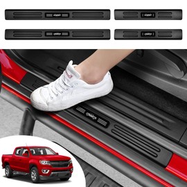 PeakPurit 4PCS Car Door Edge Guards Door Sill Protector for Chevy Colorado & GMC Canyon 2015-2022 Accessories ABS Plastic Material Matte Black Car Door Threshold Protection