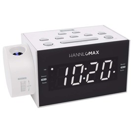 HANNLOMAX HX-109CR PLL FM Radio, Clock with Dual Alarm, Time Projection, 1.2 inches LED Display, USB Port for 1A Charging, Aux-in, AC/DC Adaptor Included. (White)