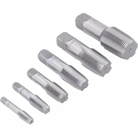 CMT Pipe Tap Set, 6Pcs Carbon Steel NPT Durable Easy Cutting Line Forming Taps f