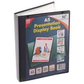 A5 40 Pocket Display Book Presentation Folder Portfolio (80 Views) Project Book Certificate Folder Plastic Wallets (1 Book)