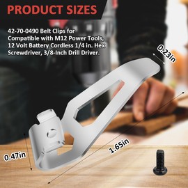 Belt Clips, 2pcs 42-70-0490 Drill Tool Clips Hook Kit with Screws Fit for Hex Screwdrive, Drill Driver, 12 Volt Power Tools