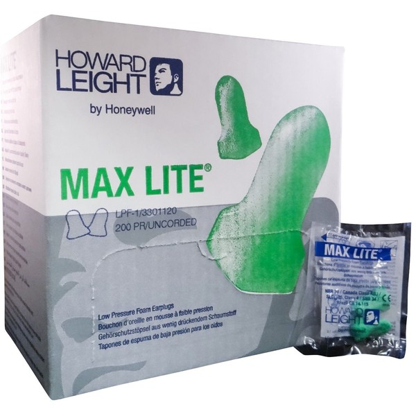 Howard Leight Max Lite Disposable Earplugs Without Cord - MS92250 (2 Box)