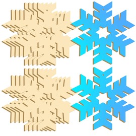 Large Size 7" Snowflakes Crafts Wooden Slices Unfinished Blank Wooden Ornaments DIY Wood Crafts to Paint Hanging Decor for Crafts Party Fall Party Christmas Hanging Decorations(Snowflakes