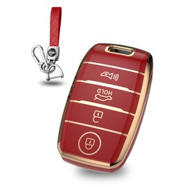 KUNIO Key Fob Cover Case fit for Kia Sportage Cerato Optima K2 K3 K4 K5 Rio Picanto K2 Soul Sorento Ski Sedona Key Cover TPU Car Key Bag Key Case Keychain 4 Buttons D Red